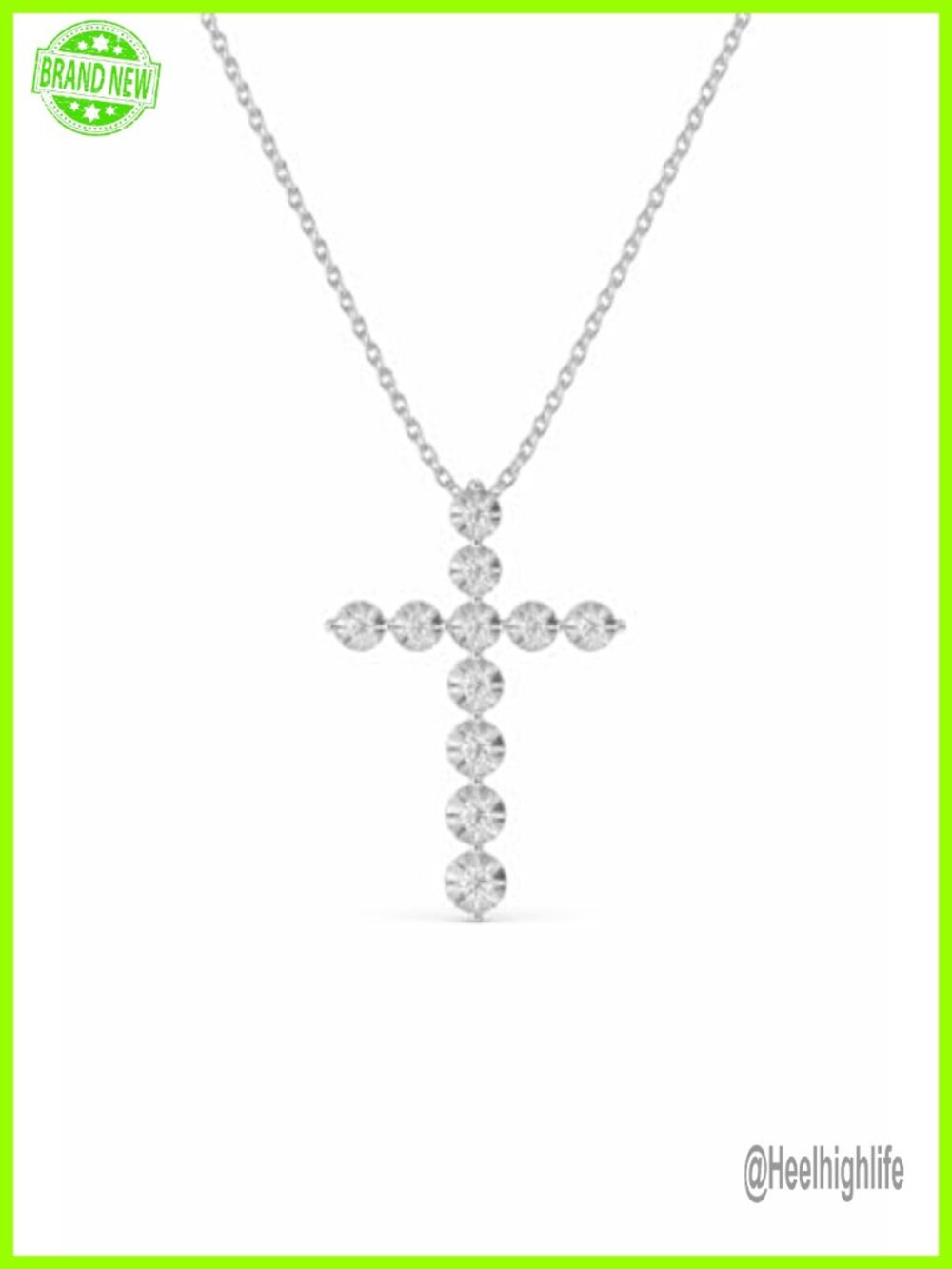 Sterling Silver Cross Pendant Necklace Lab-Grown Diamond 0.25 CTTW 18" Chain